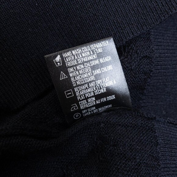 Patrick Assaraf 100% Merino Wool Turtleneck Sweater Navy Textured Knit Small - Picture 11 of 12